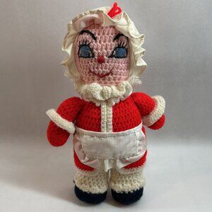 Vintage Hand Crocheted Mrs. Claus Doll